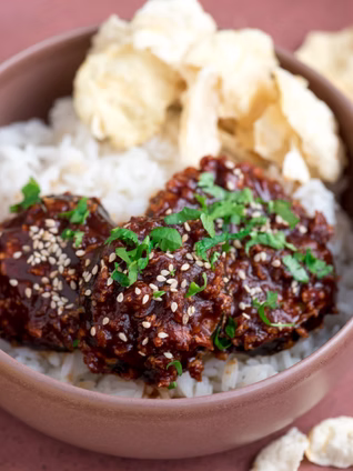 Sticky crispy aubergine